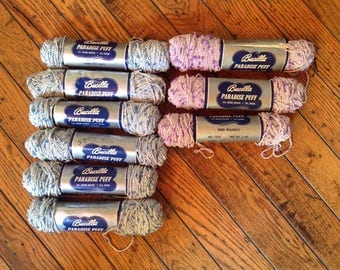 Vintage Bucilla Paradise Puff Yarn Lot 9 Skeins