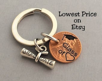 Graduation Gift - Class of - Graduation Keychain - Gift for Her - Stamped Penny - Son Gift For - Graduate - Gift for Him - Graduation Gift