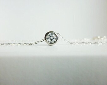 Single Diamond Necklace-Solitaire Diamond Necklace-Small