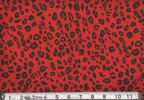 Red Leopard print Fabric Sold by the Yard 100% cotton top
