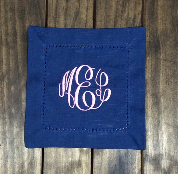 Monogrammed Cocktail Napkins Linen Cocktail Napkins