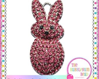 45mm PINK EASTER BUNNY Rhinestone Bubblegum Necklace Pendant, Gumball Necklace Pendant, Chunky Necklace Pendant, The Bubblegum Bead Co.