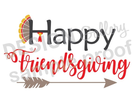 Happy Friendsgiving JPG image & SVG cut files feathers