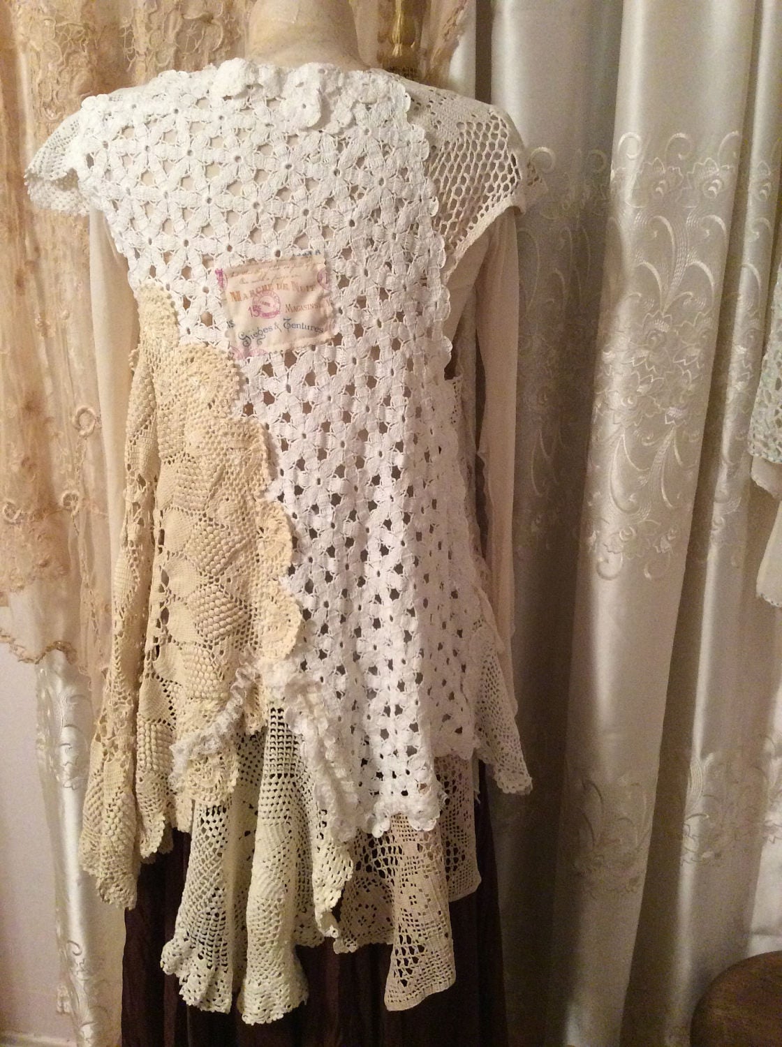 Handmade Doily Vest crochet doily dress cover lagenlook easy