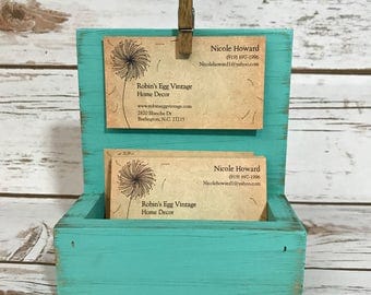 Farmhouse Business Card Holder//Shabby Chic Business Card Display//French Country Decor//Turquoise//Available in a Variety of Colors