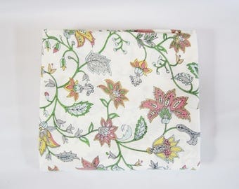 Vintage Flat Sheet PASTEL BOTANICALS 1980s KING Sheet