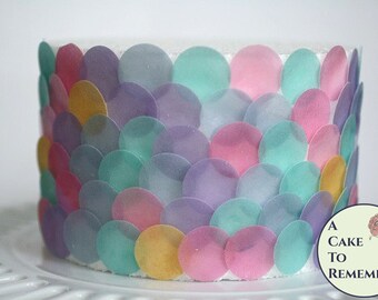 Mermaid party decorations, 160 1" wafer paper dots. For under the sea parties to make fish scales and mermaid cake decorations