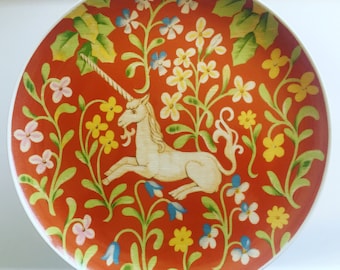 Seymour Mann 1976 The Hunt of The Unicorn Flemish Tapestry Cake Plate