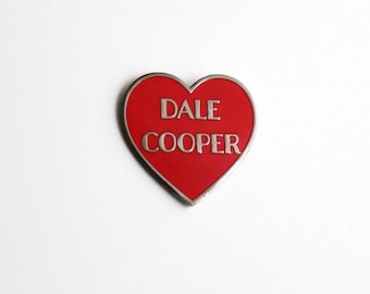 Dale Cooper Red and Black Nickel Heart Pin // Twin Peaks inspired // 1.25" hard enamel lapel pin