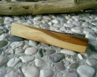 TIE CLIP - Wooden Spalted MAPLE Tie Bar, Handmade Tie Clip
