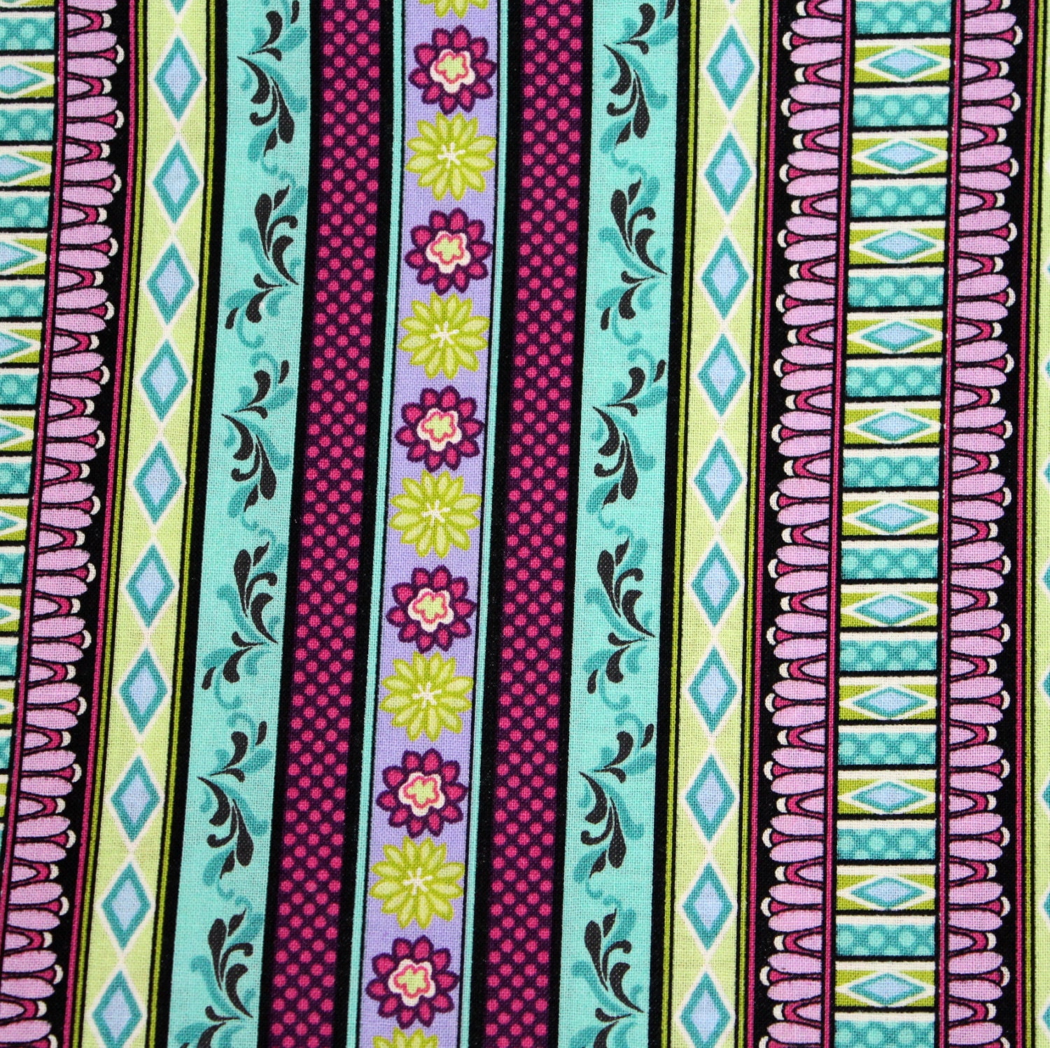 Floral Stripe Fabric 100 Cotton Quilt Fabric by JacobandChloesLLC