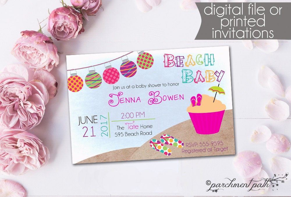 Beach Baby Shower Invitation Summer Baby Shower Girl Luau