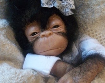Custom made to order Reborn chimpanzee silicone ape monkey doll chimp gorilla baby Jala