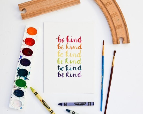Be Kind Print Classroom Art Nursery Decor Rainbow Kids Art