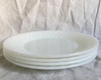 Fire King Swirl Milk Glass DInner Plates (set of 4)