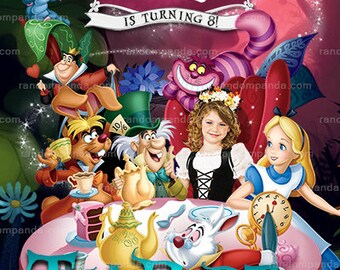 Personalize Alice in Wonderland Invitation, Tea Party, Alice Birthday Invite