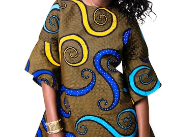 LABA Ankara Shift dress with 3/4 bell sleeves