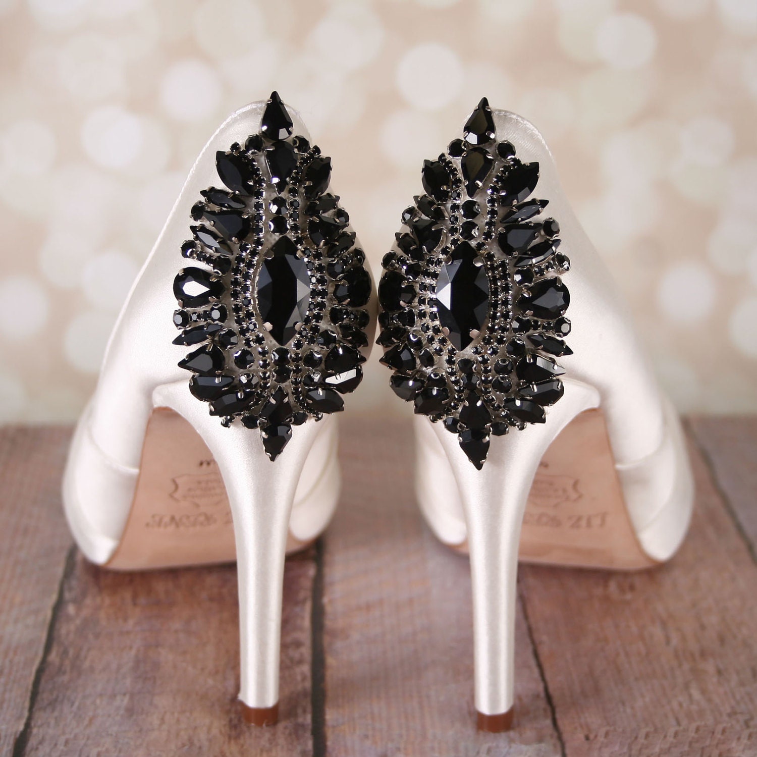 Wedding Shoes Bridal Heels Crystal Wedding Shoes Black and