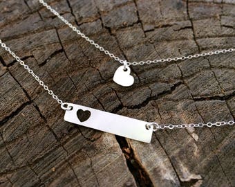 Mother Daughter Necklace Set, Heart Necklace Set, Mini and Me Jewelry, Mom Jewelry, Mom Necklace, Gift for Mom