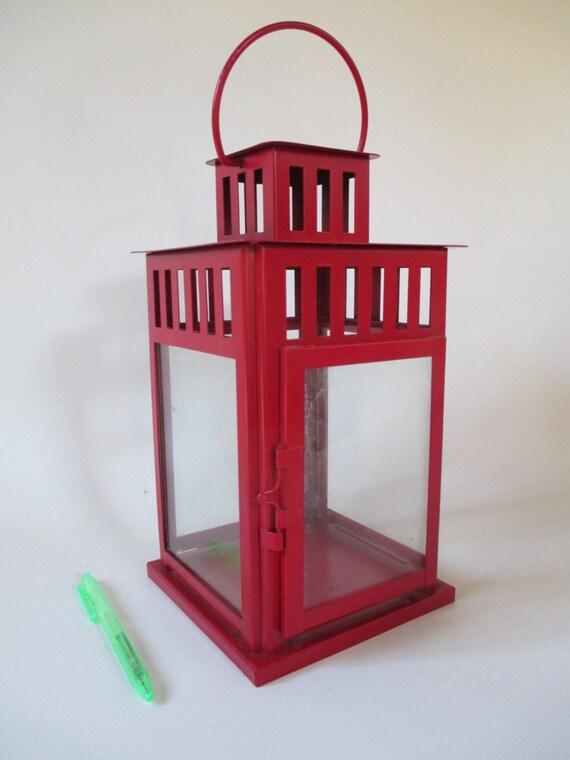 Candle Lantern Vintage Red Romantic Emergency Hurricane
