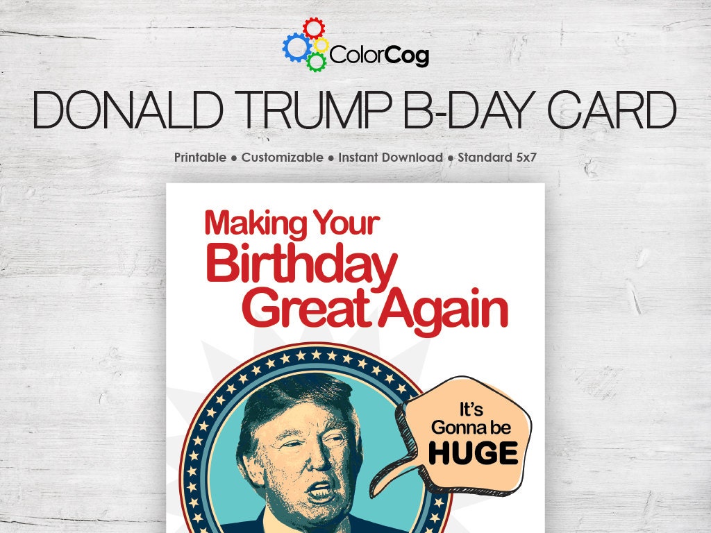 Customizable Printable Birthday Card PDF Funny Donald Trump