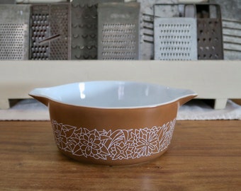 Vintage Pyrex Woodland Brown 474-B 2.5L Cinderella Mixing Bowl