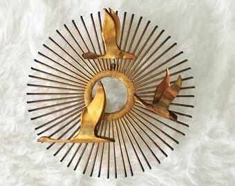 Mid Century Starburst with Birds in Flight / Jere Style Wall Art Sculptor