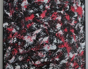 White, Pink and Black Abstract Palette Knife Painting