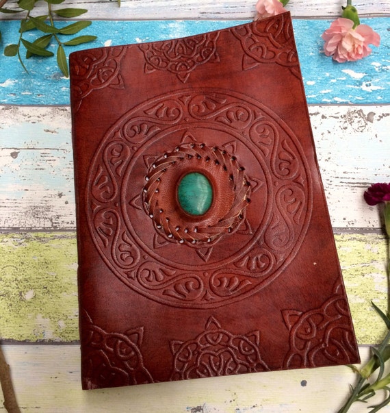 XL LEATHER JOURNAL- Extra Large - Student- Embossed Leather Notebook- Sketch book -Handmade- Vintage Leather Journal- Diary- Scrapbook