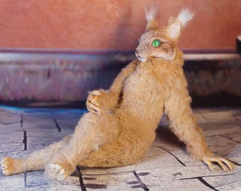 Poseable lynx furry OOAK original Fantasy Soft Sculpture Art Doll