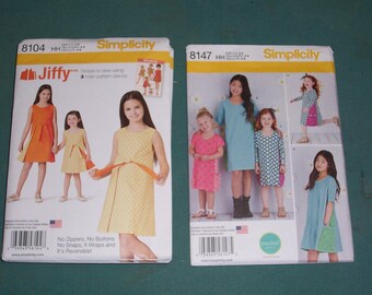 Simplicity 8104 or Simplicity 8147...Girls Retro Look Jiffy Reversible Wrap Dress...3 Piece Pattern..Girls Summer Dress...New for 2016...