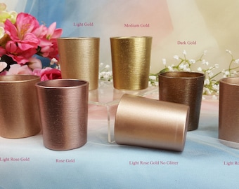 1 per Sampler / Gold Glitter Glass Votive Candle Holders for Weddings and Parties, Glitter , Wedding decor, Neutral Colors, Mix n match