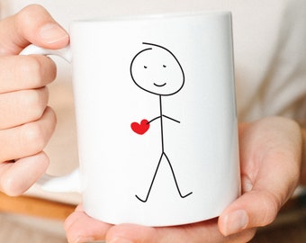 Youre My Person, Best Friend Gift, Anniversary Gift,Husband Gift, Boyfriend Gift, Coffee Mug, Heart Mug, Stick Figures, Mug Set, Mug