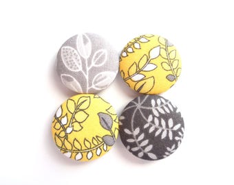 Yellow Magnets, Gray Magnets, Fridge Magnets, Refrigerator Magnets, Leaf Magnets, Nature Magnets, Magnetic Board Magnets, Fabric Magnets