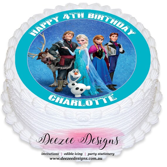 Frozen Personalised Round Edible Icing Cake Topper - PRE-CUT Il_570xn