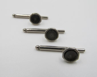 Vintage Silver Tone and Dark Grey Cab Tuxedo Studs , Vintage Formal Tuxedo Studs, Formal Wear, Gatsby Wedding, Groom Tuxedo Studs S 46