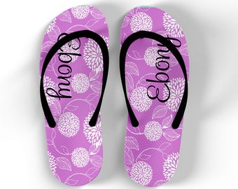 Personalized Flip Flops - Floral Burst - Monogrammed Personalized Flip Flops Custom Flipflops with Monogram