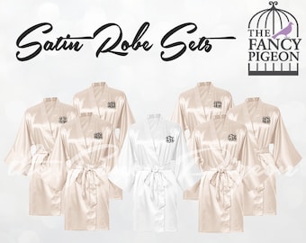 IVORY SATIN ROBES - Bridal Robe Set - Satin Bridesmaid Robes - Silk Bridesmaid Robes - Getting Ready Robes - Personalized Robe - Kimono