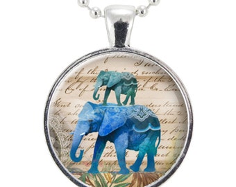 Blue Elephant Necklace, Gift Ideas For Women, Lucky Jewelry (1060S25MMBC)