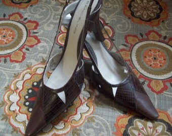 Bandolino High Heel Shoes/ Women's Shoes/ Heels/ 7.5 M Slingback Heels/ Brown Shoes/ Brown High Heel Shoes/