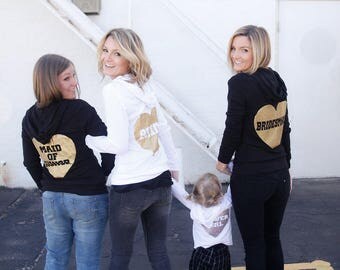 Lightweight Zip Up Hoodie, Bride Gifts Bride Zip Up Hoodie, Bride, Bridal Hoodie Jackets, Customize Monogrammed Sweatshirt Bridal Party tees