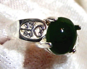 10x8 Black Onyx Ring, Unisex Black Onyx Ring, Filigree Black Onyx Ring Solid 925 Sterling Silver Size 7
