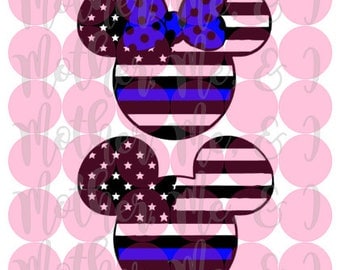 Thin Blue Line Mickey Minnie / Disney / Police / Flag SVG DXF PNG Cut File Download Cricut Silhouette Design for Shirts, Scrapbooks Disney