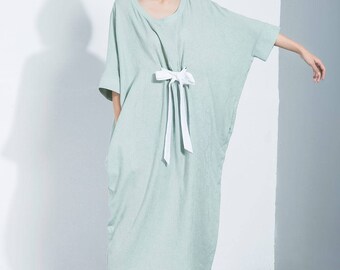 Linen dress,loose-fitting dress, casual dress, women's dresses,bating Sleeves dress, maxi linen dress C1112