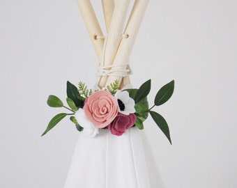 Teepee Topper || Teepee Toppers || Felt Flower Teepee Topper || Teepee Decor || Floral Teepee || Flower Teepee || Girl Teepee