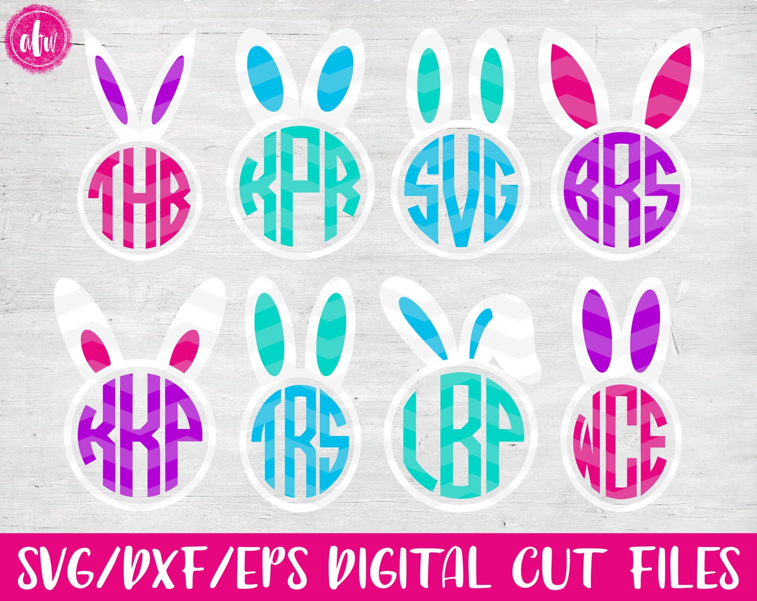 Download Bunny Monogram Frames Bundle, SVG, DXF, EPS, Cut Files ...