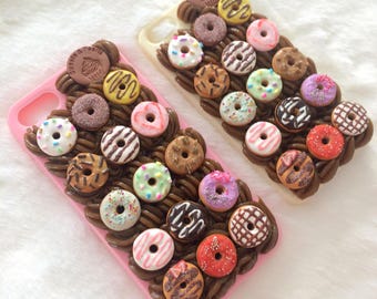 Made to order: Sweet Donut Deluxe phone case/Handmade decoden miniature pastry polymer clay fimo/mobile phone kawaii /frosting whipped cream