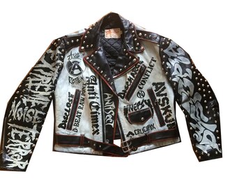 Vintage studded Punk Leather Jacket Exploited GBH Discharge