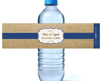 Rustic Wedding Water Bottle Labels - Wedding Water Labels - Burlap Water Labels - Country Wedding - Wedding Favors - Custom Water Bottles