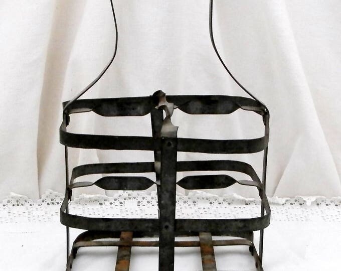 Antique French Metal Wine Bottle Carrier for 4 Bottles, French Country Decor, Shabby, Chic, Champagne Bottle Holder, Cellar, Picnic, Kitchen Antique French Metal Wine Bottle Carrier for 4 Bottles, French Country Decor, Shabby, Chic, Champagne Bottle Holder, Cellar, Picnic, Kitchen